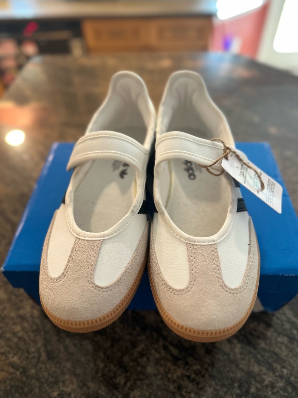 Women’s White Mary Jane Sneakers with Black Stripes - Picture 3 of 6